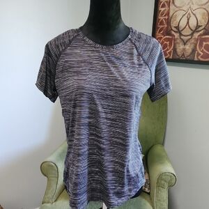 Tek Gear Women's Short Sleeve Top - Black and White Stripes